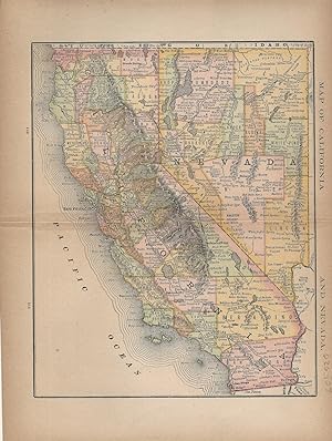 Seller image for MAP: 'Map of California and Nevada'.from The New Family Atlas of the World for sale by Dorley House Books, Inc.