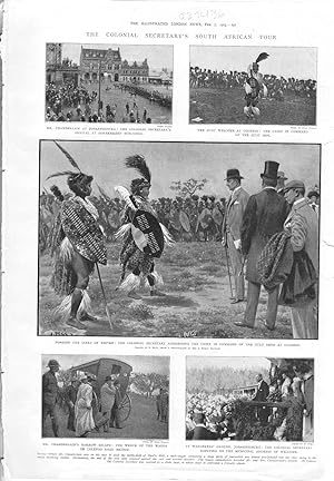 Imagen del vendedor de ENGRAVING:'The Colonial Secretary's South African Tour'.from The Illustrated News of the World, February 7, 1903 a la venta por Dorley House Books, Inc.