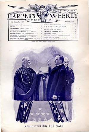 Seller image for ENGRAVING: 'Administering the Oath'.engraving from . Harper's Weekly, March 9, 1901 for sale by Dorley House Books, Inc.
