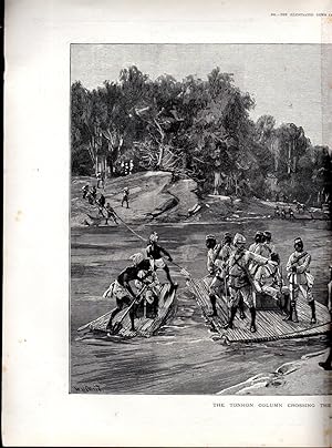 Seller image for ENGRAVING: "The Tonhon Column Crossing the Swalei River In Upper Burmah".from The Illustrated News of the World, April 26, 1890 for sale by Dorley House Books, Inc.
