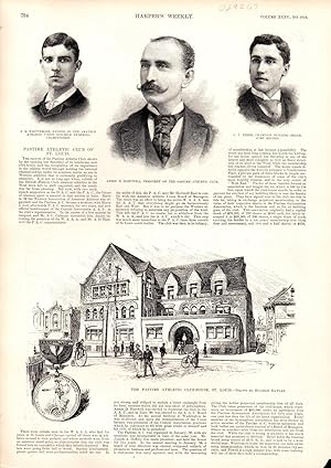 Seller image for PRINT: 'Pastime Athletic Club-House, St. Louis' .text & engraving from Frank Leslie's Illus. News October 10, 1891 for sale by Dorley House Books, Inc.