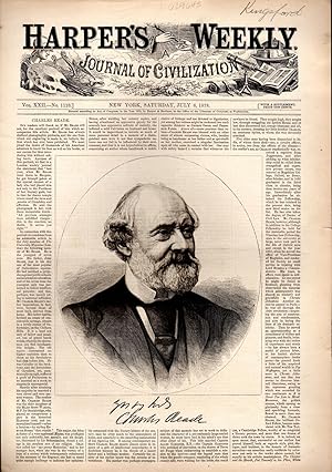 Imagen del vendedor de ENGRAVING: 'Charles Reade'.text & engraving from Harper's Weekly, July 6, 1878 a la venta por Dorley House Books, Inc.