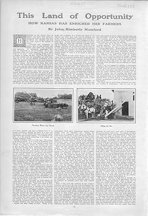 Immagine del venditore per PRINT:"How Kansas Has Enriched Her Farmers' (Land of Opportunity Series) . article/photos disbound from Harper's Weekly, September 26, 1908 venduto da Dorley House Books, Inc.