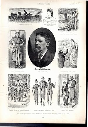 Image du vendeur pour ENGRAVING :'The Late George Du Maurier, with some Illustrations of His Work' .engraving from Harper's Weekly, October 10, 1896 mis en vente par Dorley House Books, Inc.