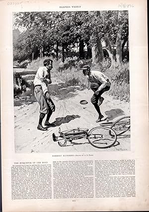 Seller image for ENGRAVING: "Someboy Blundered: Etiquette of the Road" (Bicycles). .engraving from Harper's Weekly, October 3, 1896 for sale by Dorley House Books, Inc.