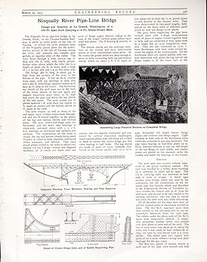 Image du vendeur pour PRINT: "Nisqually River Pipe-line Bridge'.article Disbound from Engineering Record, March 22, 1913 mis en vente par Dorley House Books, Inc.