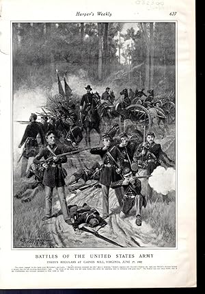 Image du vendeur pour ENGRAVING: "Battles of the United States Army.gaines Mill, Virginia". engraving from Harper's Weekly, June 22, 1901 mis en vente par Dorley House Books, Inc.