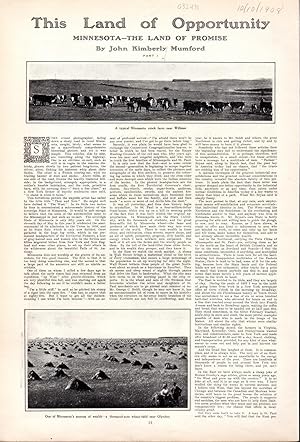 Seller image for PRINT: 'Minnesota-The Land of Promise' .2 part article/photos disbound from Harper's Weekly, 10/10-17/1908 for sale by Dorley House Books, Inc.