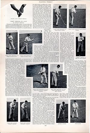 Seller image for PRINT: 'First Lessons in Golf'.text & photos from Harper's Weekly, October 13, 1894 for sale by Dorley House Books, Inc.
