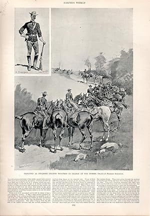 Seller image for ENGRAVING:'Deployed as Infantry--4th Troopers in Charge of Horses'.engraving from Harper's Weekly July 7, 1894 for sale by Dorley House Books, Inc.