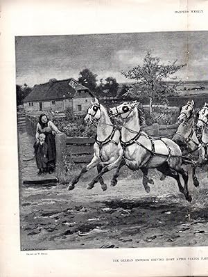 Seller image for ENGRAVING: "The German Emperor Driving Home After Taking Part in the Army Manoeuvres".engraving from Harper's Weekly, August 17, 1895 for sale by Dorley House Books, Inc.