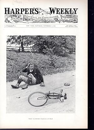 Seller image for ENGRAVING: "What Happened?" (bicycles) .engraving from Harper's Weekly, November 6, 1897 for sale by Dorley House Books, Inc.