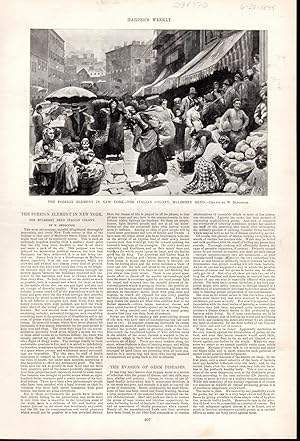 Image du vendeur pour PRINT: 'The Foreign Element in New York'.article & drawing from Harper's Weekly, June 29, 1895 mis en vente par Dorley House Books, Inc.