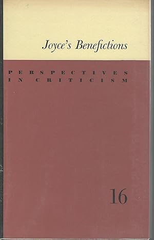 Seller image for Joyce's Benefictions (Perspectives in Criticism Series) for sale by Dorley House Books, Inc.