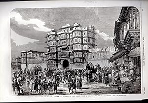 Seller image for ENGRAVING"Indore: The Chowk, or Square Before the Palace of the Rajah".engraving from The Illustrated London News, October 3, 1857 for sale by Dorley House Books, Inc.