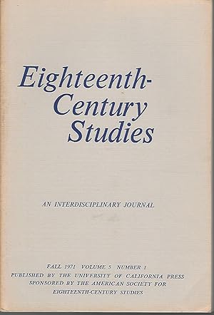 Bild des Verkufers fr Eighteenth-Century Studies - An Interdisciplinary Journal - Fall 1971, Vol. 5, No. 1 zum Verkauf von Dorley House Books, Inc.