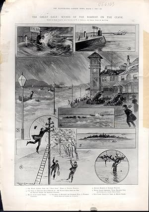 Seller image for ENGRAVING:"The Great Gale: Scenes of the Tempest on the Clyde".engravings from The Illustrated London News, March 7, 1903 for sale by Dorley House Books, Inc.
