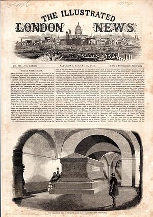 Imagen del vendedor de ENGRAVING: "The Wellington Tome in the Crypt of St. Paul's Cathedral'" .engraving from the Illustated London News, August 28, 1858 a la venta por Dorley House Books, Inc.