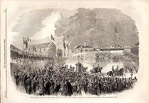 Seller image for ENGRAVING: "The Queen's Visit to Leeds: Her Majesty Leaving the Railway Station En Route to Woodsley House" . engraving from the Illustated London News, September 18, 1858 for sale by Dorley House Books, Inc.