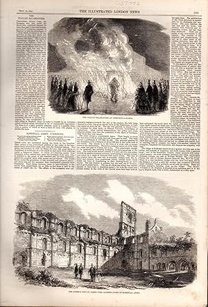Seller image for ENGRAVING:"The Queen's Visit to Leeds--The Cloister Court of Kirkstall Abbey" . Story & engraving from the Illustated London News, September 18, 1858 for sale by Dorley House Books, Inc.