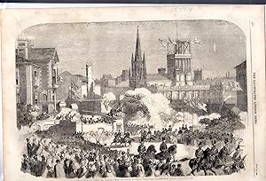 Seller image for ENGRAVING:"The Queen's Visit to Leeds--Her Majesty Passing Through Clarendon Road" . engraving from the Illustated London News, September 18, 1858 for sale by Dorley House Books, Inc.