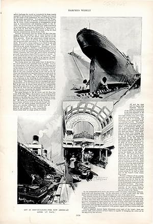 Imagen del vendedor de PRINT: "Art in Ship-building" .engraving from Harper's Weekly, October 26, 1895 a la venta por Dorley House Books, Inc.