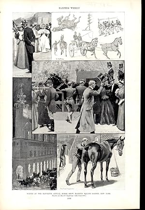 Seller image for ENGRAVING:"Scenes at the Eleventh Annual Horse Show, Madison Square Garden, New York" .engraving from Harper's Weekly, November 16, 1895 for sale by Dorley House Books, Inc.