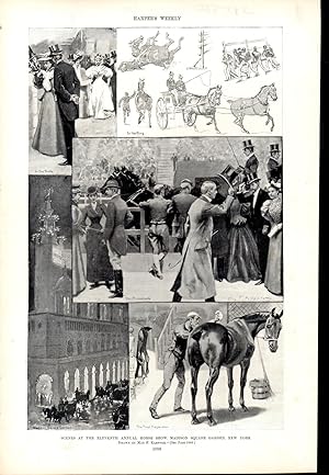 Imagen del vendedor de ENGRAVING:"Scenes at the Eleventh Annual Horse Show, Madison Square Garden, New York" .engraving from Harper's Weekly, November 16, 1895 a la venta por Dorley House Books, Inc.