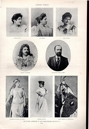 Imagen del vendedor de PRINT: "The Latest Additions to Our Opera-singers" .engraving from Harper's Weekly, November 23, 1895 a la venta por Dorley House Books, Inc.
