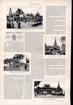 Imagen del vendedor de PRINT:"Around the World with the Transportation Commission: Upper Burrmah and Mandalay" .story & photoengravings from Harper's Weekly, November 30, 1895 a la venta por Dorley House Books, Inc.