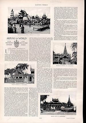 Bild des Verkufers fr PRINT:"Around the World with the Transportation Commission: Upper Burrmah and Mandalay" .story & photoengravings from Harper's Weekly, November 30, 1895 zum Verkauf von Dorley House Books, Inc.