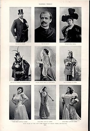 Imagen del vendedor de PRINT: "Four Stars of the New York Season of Grand Opera".story & engravings and Story from Harper's Weekly, December 21, 1895 a la venta por Dorley House Books, Inc.