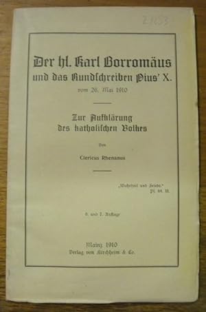 Bild des Verkufers fr Der hl. Karl Borromus und das Rundschreiben Pius' X. vom 26. Mai 1910. zum Verkauf von Bouquinerie du Varis