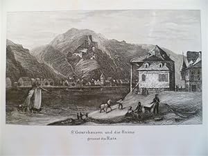 St. Goarshausen und die Ruine genannt die Ratz. Stahlstich, um 1860. 9,2 x 15,9 cm.