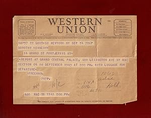 Western Union Telegram Bearing WAC Orders, September 24, 1943