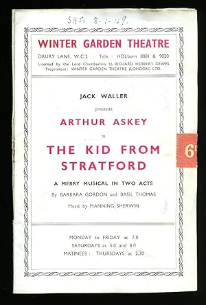 Image du vendeur pour The Kid From Stratford: Theatre Programme Performed at The Winter Garden Theatre, Drury Lane, London mis en vente par Little Stour Books PBFA Member