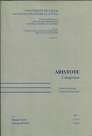 Aristote - Categoriae. Index verborum / Listes de fréquence