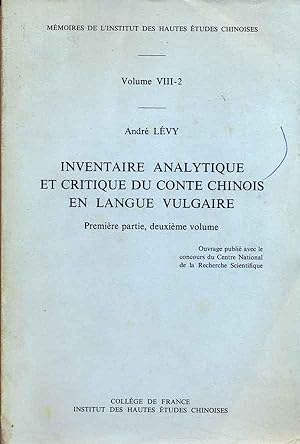 Inventaire analytique et critique du conte chinois en langue vulgaire.