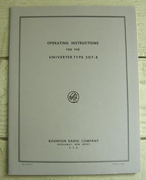 Image du vendeur pour Operating Instructions for the Univerter Type 207-E. mis en vente par Monkey House Books