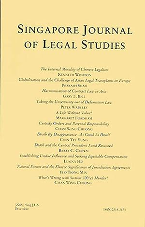 Seller image for Singapore Journal of Legal Studies for sale by Diatrope Books