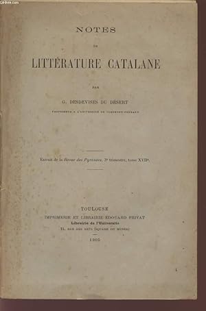 Bild des Verkufers fr NOTES DE LITTERATURE CATALANE - (EXTRAIT DE LA REVUE DES PYRENEES , 3 TRIMESTRE, TOME XVII). zum Verkauf von Le-Livre