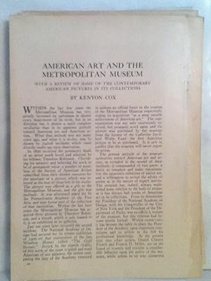 Bild des Verkufers fr American Art And The Metropolitan Museum With A Review Of Some Of the Contemporary American Pictures In Its Collections zum Verkauf von Legacy Books II