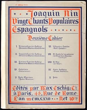 Vingt Chants Populaires Espagnols. - Deuxième Cahier. I. Primera Canción Gallega. II. Segunda Can...