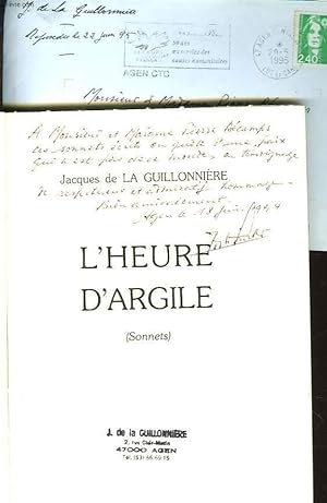 Image du vendeur pour L'HEURE D'ARGILES. SONNETS. mis en vente par Le-Livre
