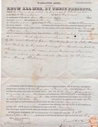 DEED FOR LAND IN ROCKINGHAM, VERMONT, SOLD BY EARL AND CAMPBELL TO MARILLA STODDER FOR $150, SIGN...