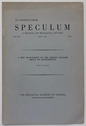 Seller image for A New Manuscript of the Middle English Tract on Proportions (offprint from Speculum) for sale by George Ong Books