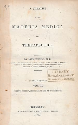 Image du vendeur pour A Treatise on Materia Medica and Theraputics. Volume II mis en vente par Barter Books Ltd