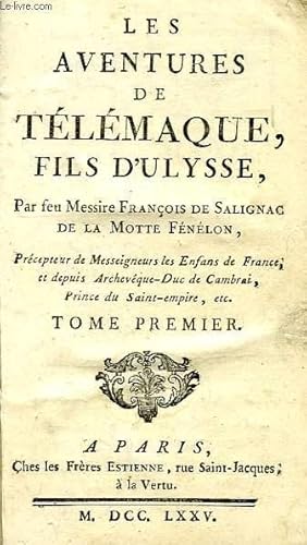 Seller image for LES AVENTURES DE TELEMAQUE, FILS D'ULYSSE, 2 TOMES (1 VOLUME) for sale by Le-Livre