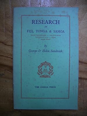 Seller image for RESEARCH IN FIJI, TONGA & SAMOA for sale by Uncle Peter's Books