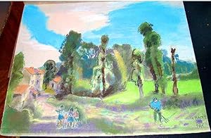 Bild des Verkufers fr Magnifique Pastel original intitul "Le Mayet la Montagne" zum Verkauf von JOIE DE LIRE